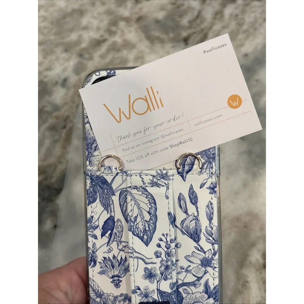 Walli Blue Willow Purse Case for iPhone 12/12 Pro Blue Matte Floral Wallet Case